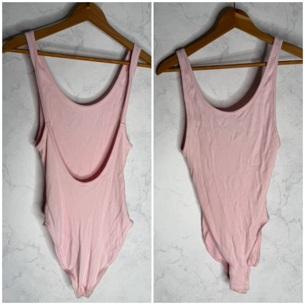 Urban Outfitters pink ribbed low back bodysuit